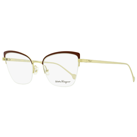 Salvatore Ferragamo Cat Eye Eyeglasses SF2182 744 Gold/Burgundy 53mm 2182 - Picture 1 of 2
